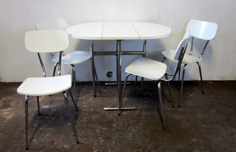 Table and chairs formica white