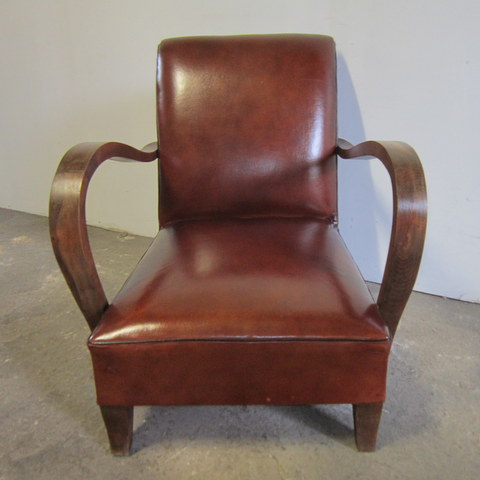 1930s Art Deco armchair with wooden armrests