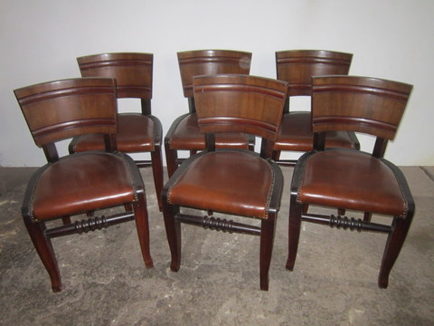 Six chaises Art déco dossier en bois
