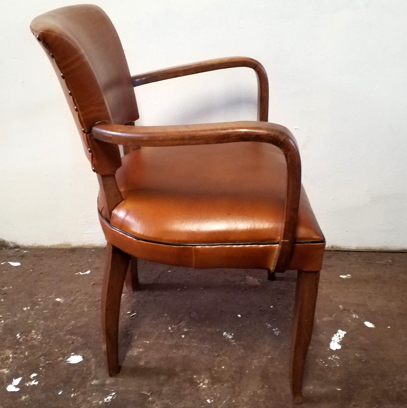 Fauteuil Club En Cuir Cognac – Style Art Déco, Palazzo INT, Neuf