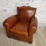 Fauteuil club cuir dossier moutache - Detail 1