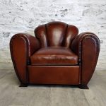 Fauteuil club ancien dossier fleur - Detail 1